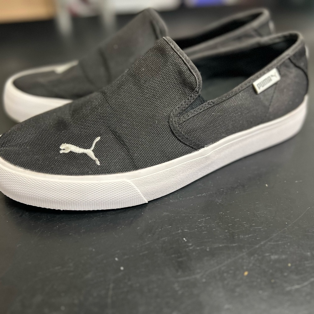 Puma Women's Black and White Slip-On Flats